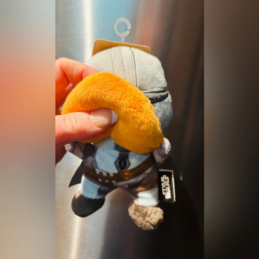 Star Wars Gray and Orange Plush Mandalorian with Orange Heart dog toy